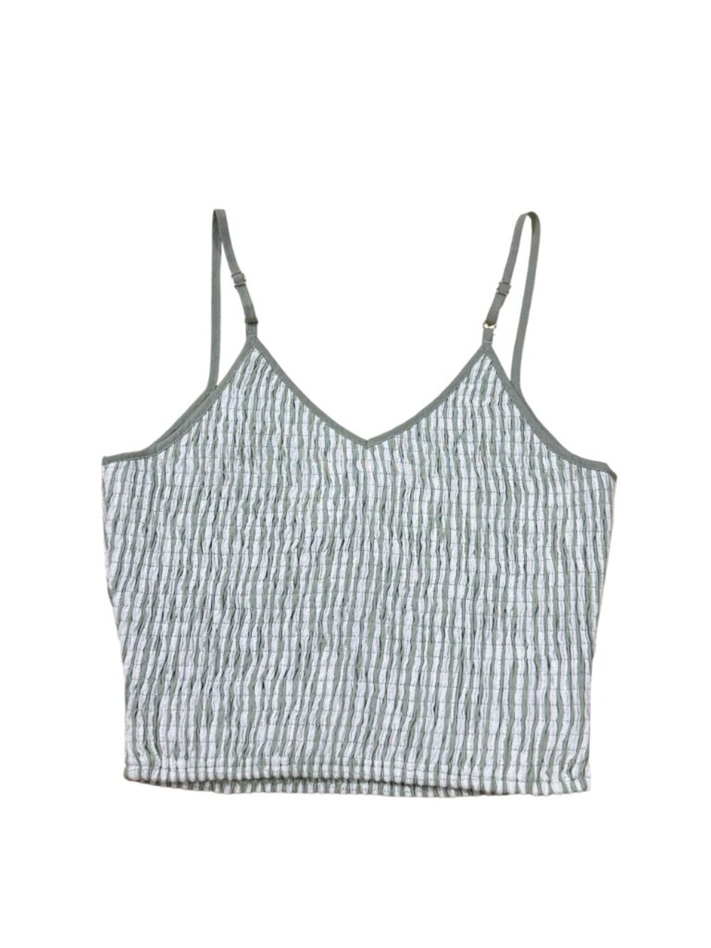 NWT Women’s Heartloom Green White Smocked Crop Cami Tank Top Size XS - Picture 4 of 6